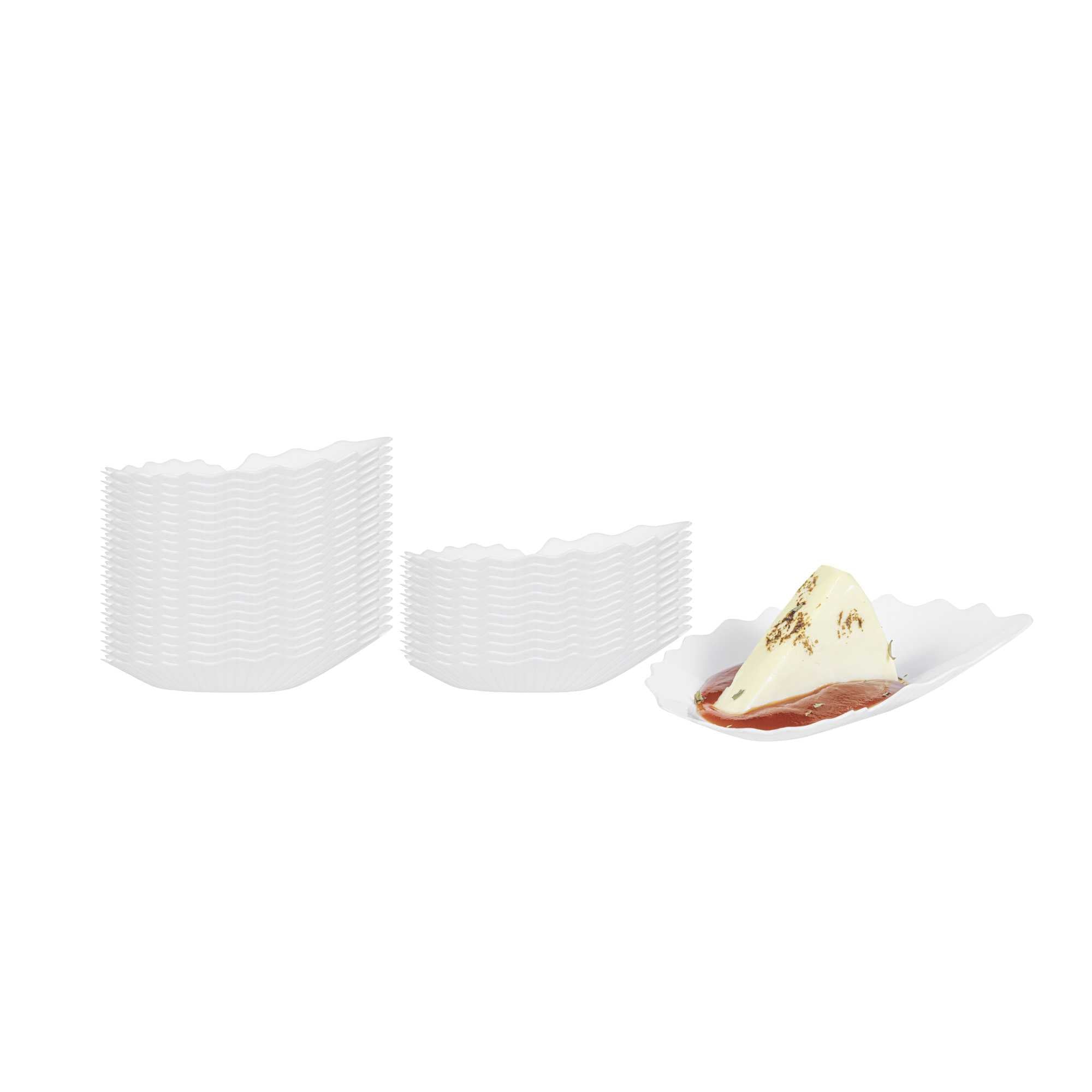 Mini Serve White Plastic Mini Coquille Plate - 3 1/4" x 3 1/4" x 1/2" - 100 count box