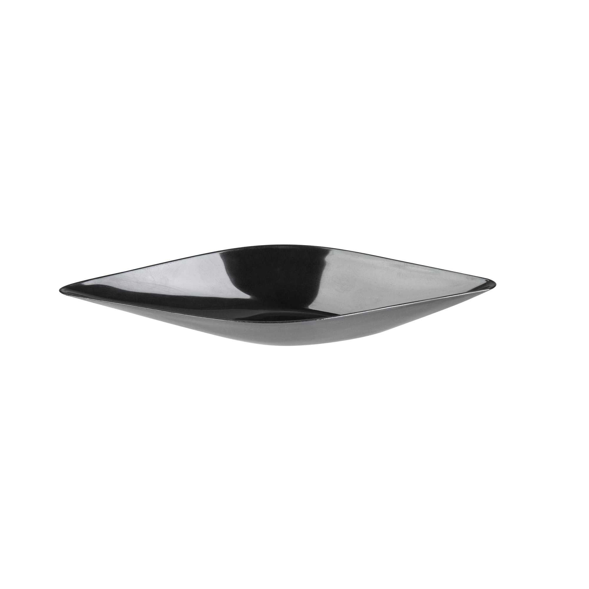 Mini Serve Diamond Black Plastic Canoe Dish - 5" x 1 1/2" x 3/4" - 100 count box