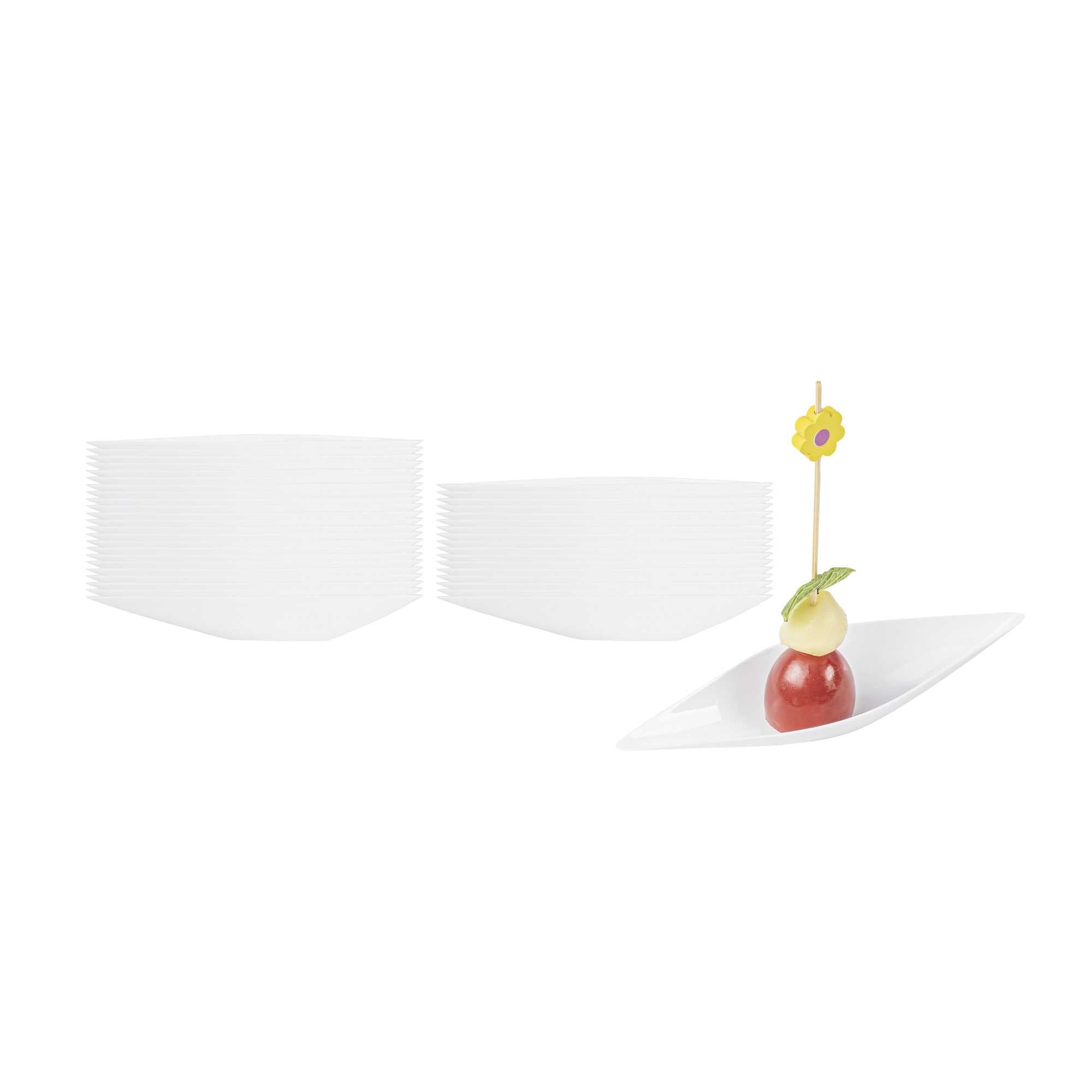 Mini Serve Diamond White Plastic Canoe Dish - 5" x 1 1/2" x 3/4" - 100 count box