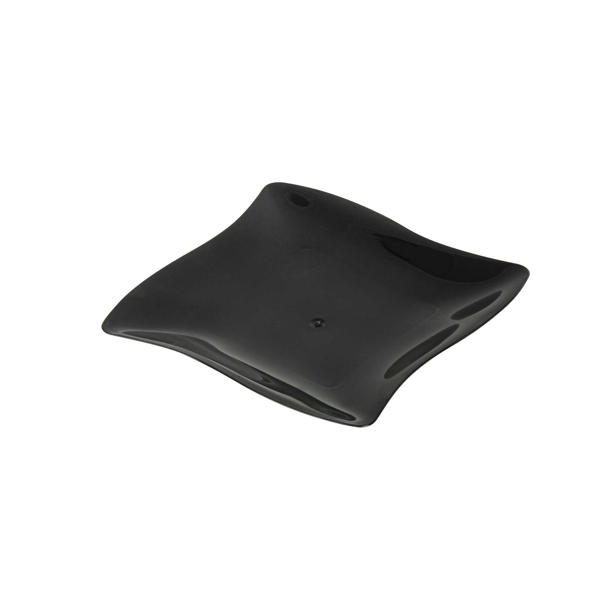Mini Serve Square Black Plastic Aqua Plate - 3" x 3" - 100 count box