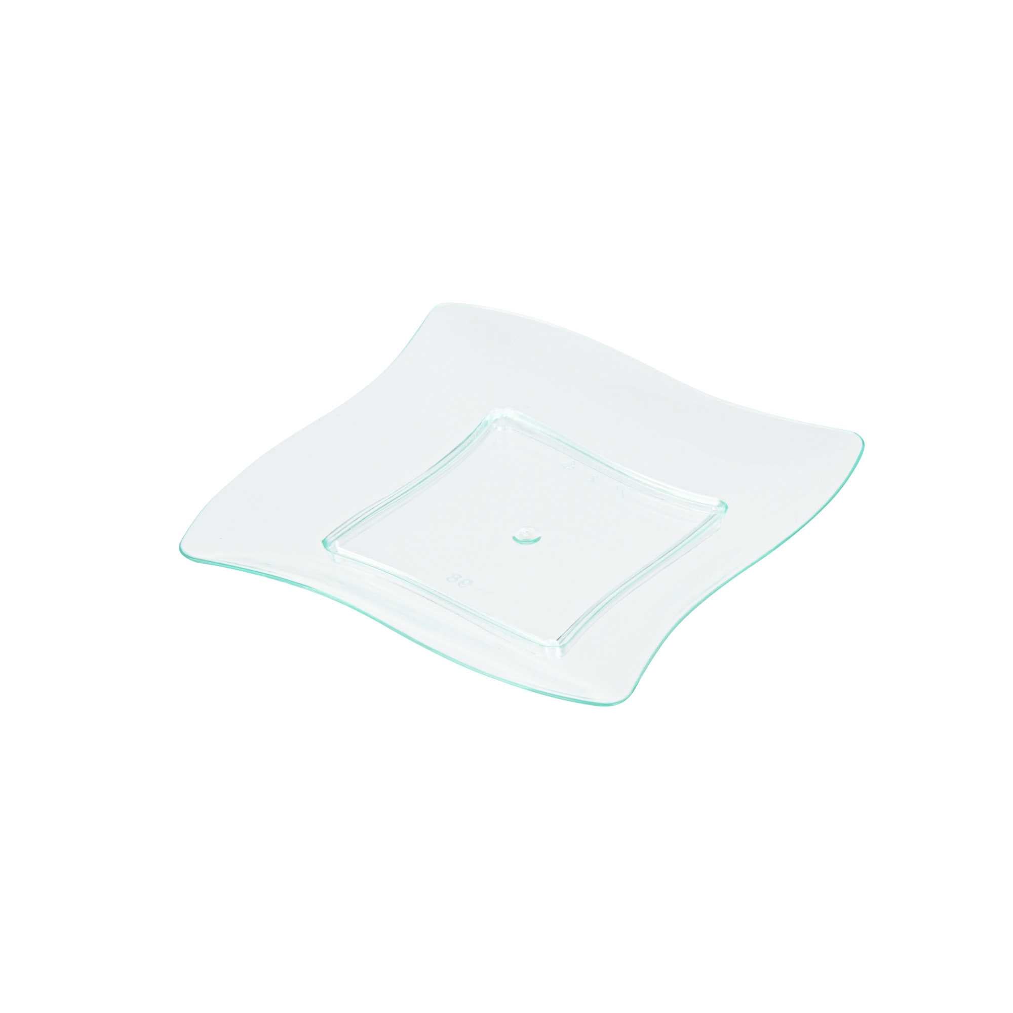Mini Serve Square Seagreen Plastic Aqua Plate - 3" x 3" - 100 count box