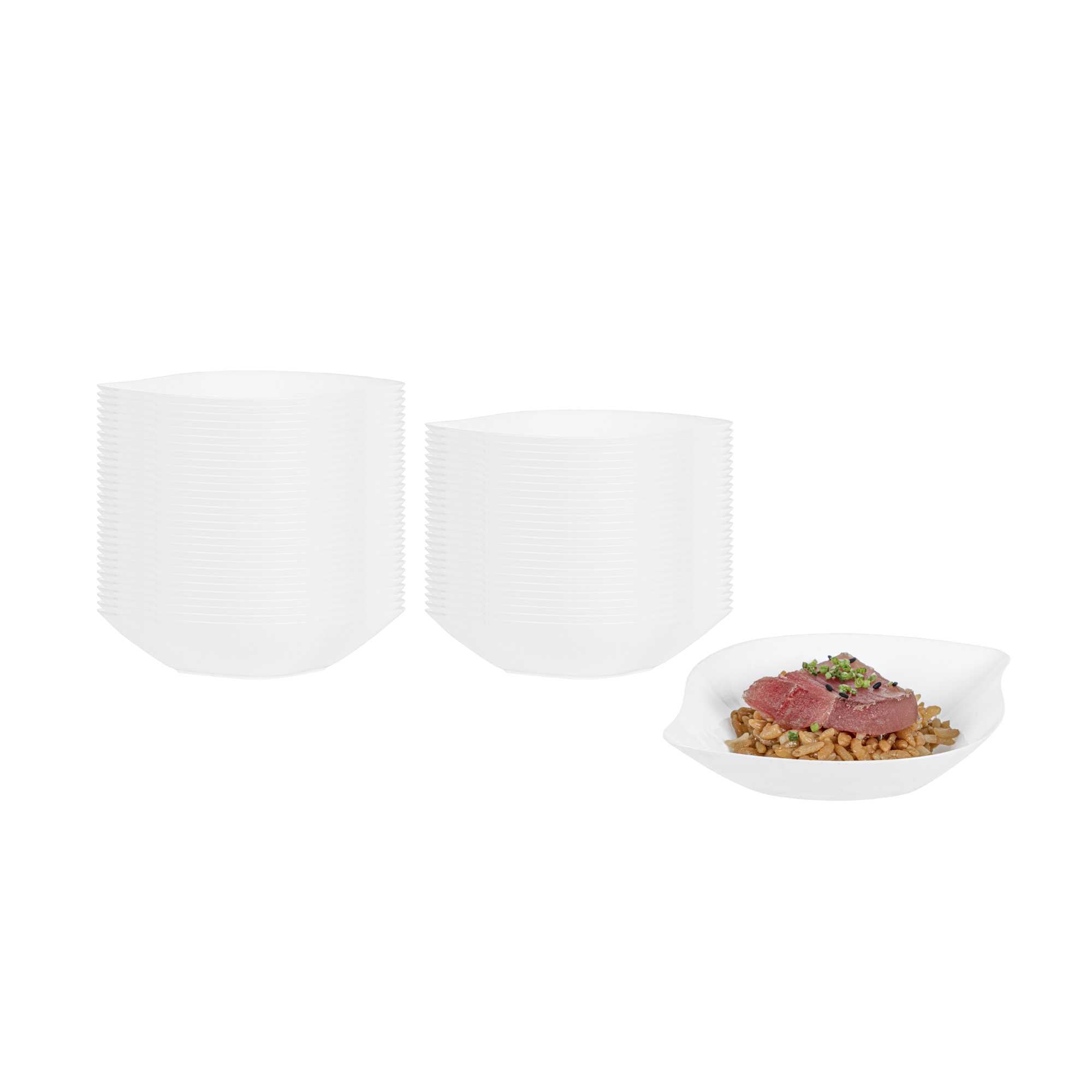 Mini Serve White Plastic Comma Plate - 3 1/2" x 4 1/2" x 1" - 100 count box
