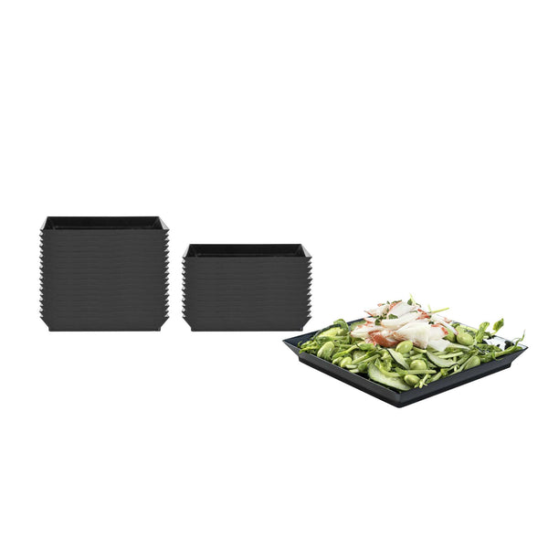 Mini Serve Square Black Plastic Medium Modern Plate - 5