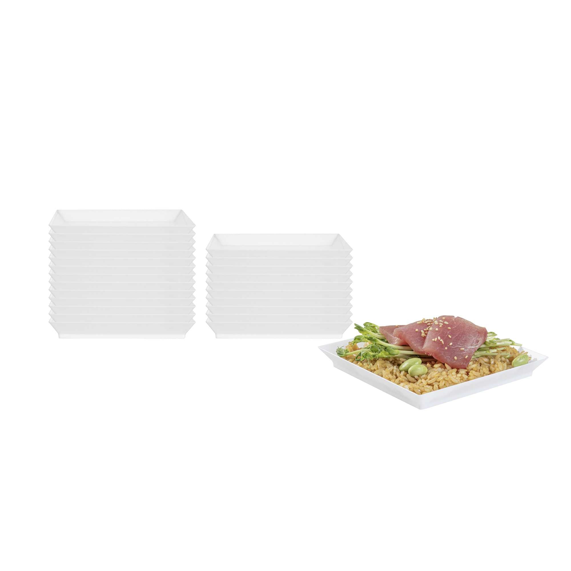 Square White Plastic Medium Modern Plate - 5