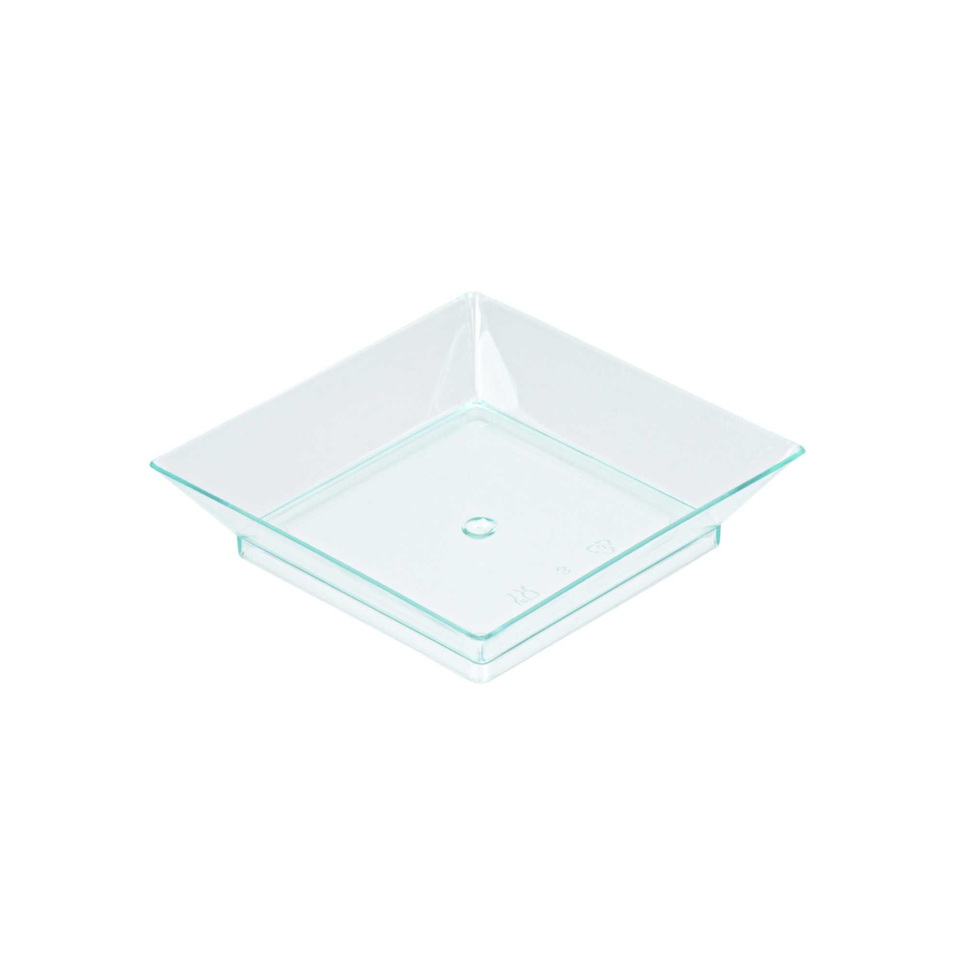 Mini Serve Square Seagreen Plastic Mini Modern Plate - 2 1/2" x 2 1/2" x 1/2" - 100 count box