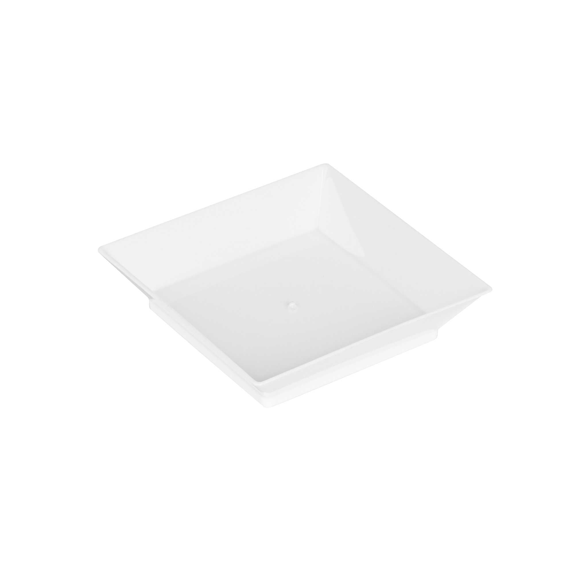 Mini Serve Square White Plastic Mini Modern Plate - 2 1/2" x 2 1/2" x 1/2" - 100 count box