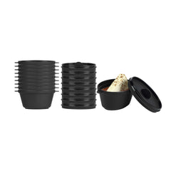 Mini Serve 3 oz Oval Black Plastic Mini Kettle Dish - 3