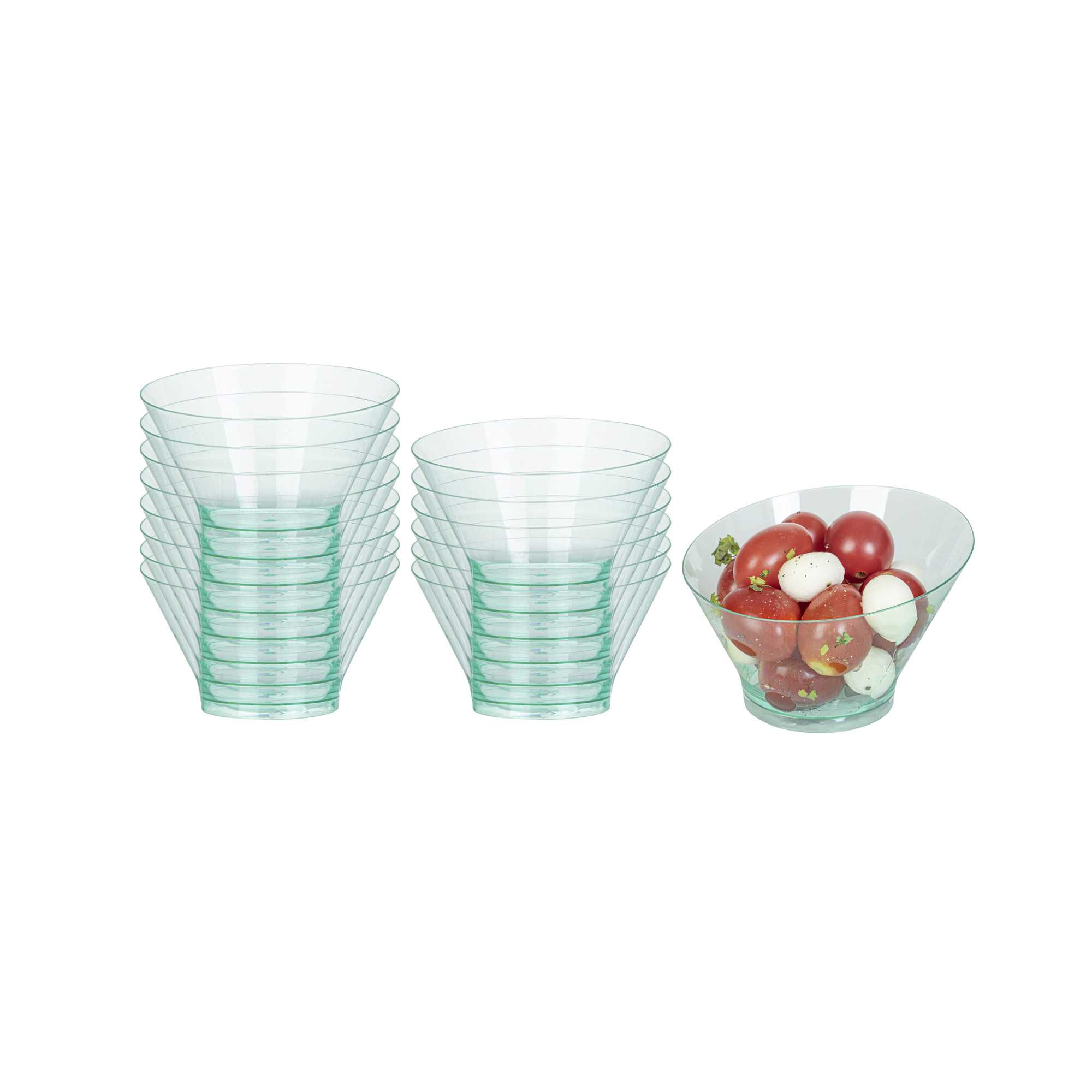 Mini Serve 7 oz Round Seagreen Plastic Incline Bowl - 4 1/4" x 4 1/4" x 2 3/4" - 100 count box
