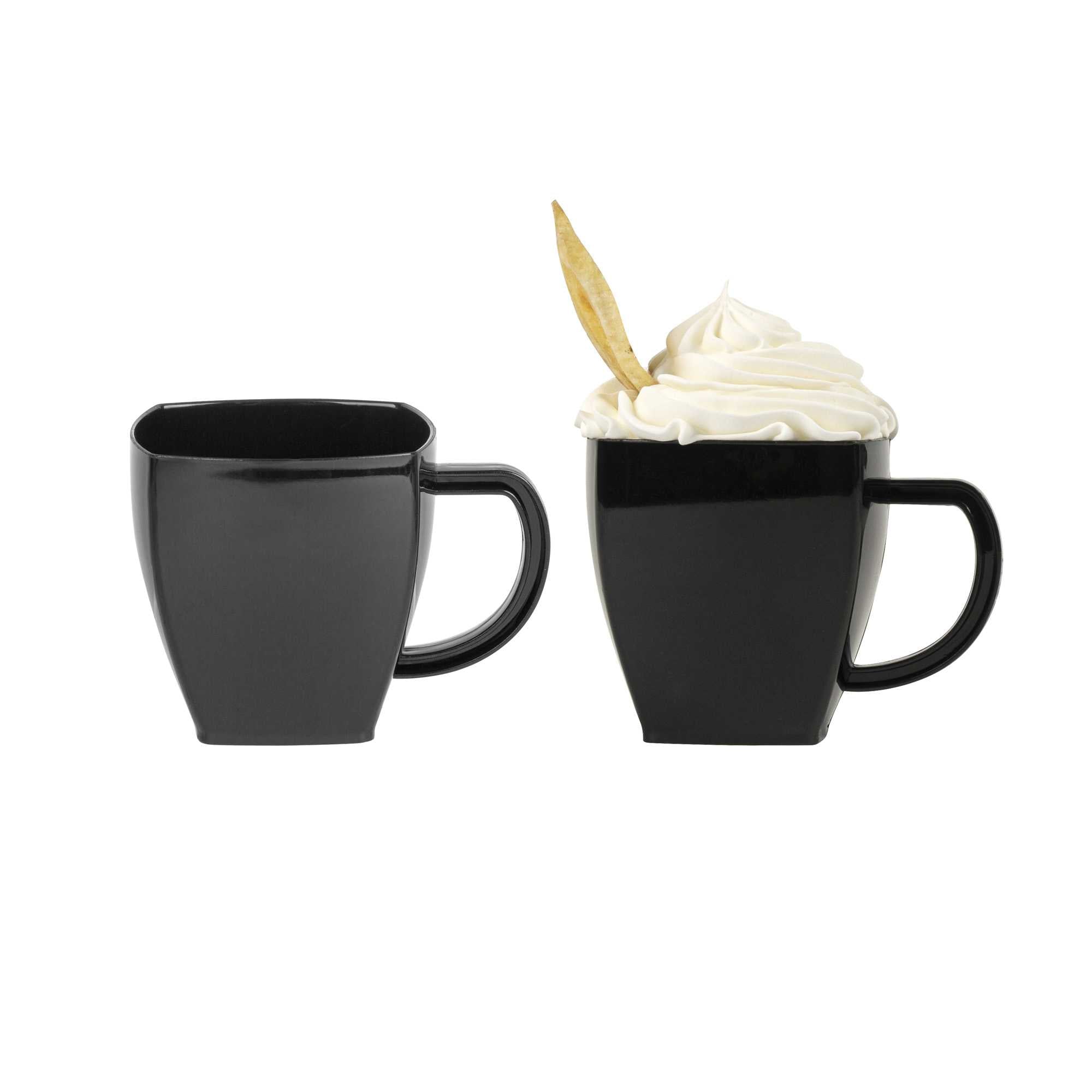 Restpresso 5 oz Square Black Plastic Cafe Cup - 2 1/2" x 2 1/2" x 2 1/2" - 100 count box