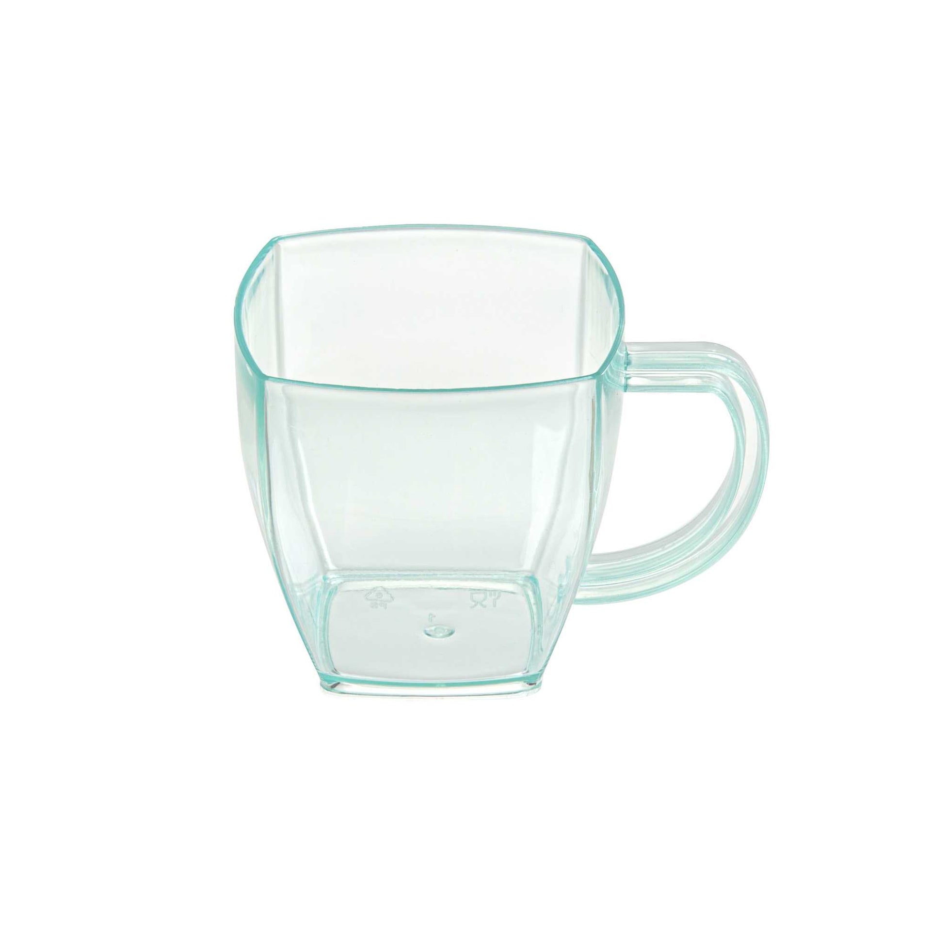 Restpresso 5 oz Square Seagreen Plastic Cafe Cup - 2 1/2" x 2 1/2" x 2 1/2" - 100 count box