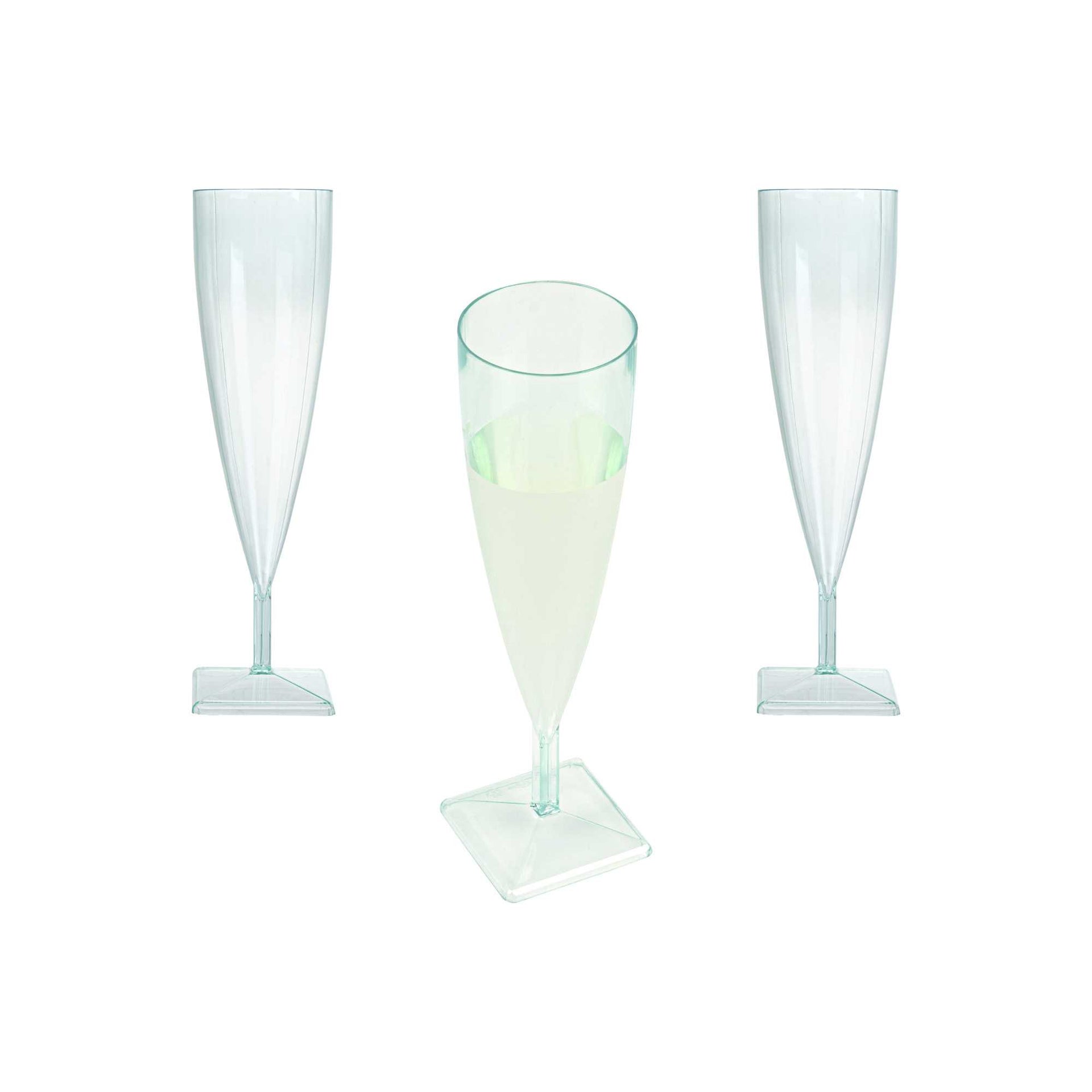 Bev Tek 5 oz Seagreen Plastic Champagne Flute - 2" x 2" x 7" - 100 count box