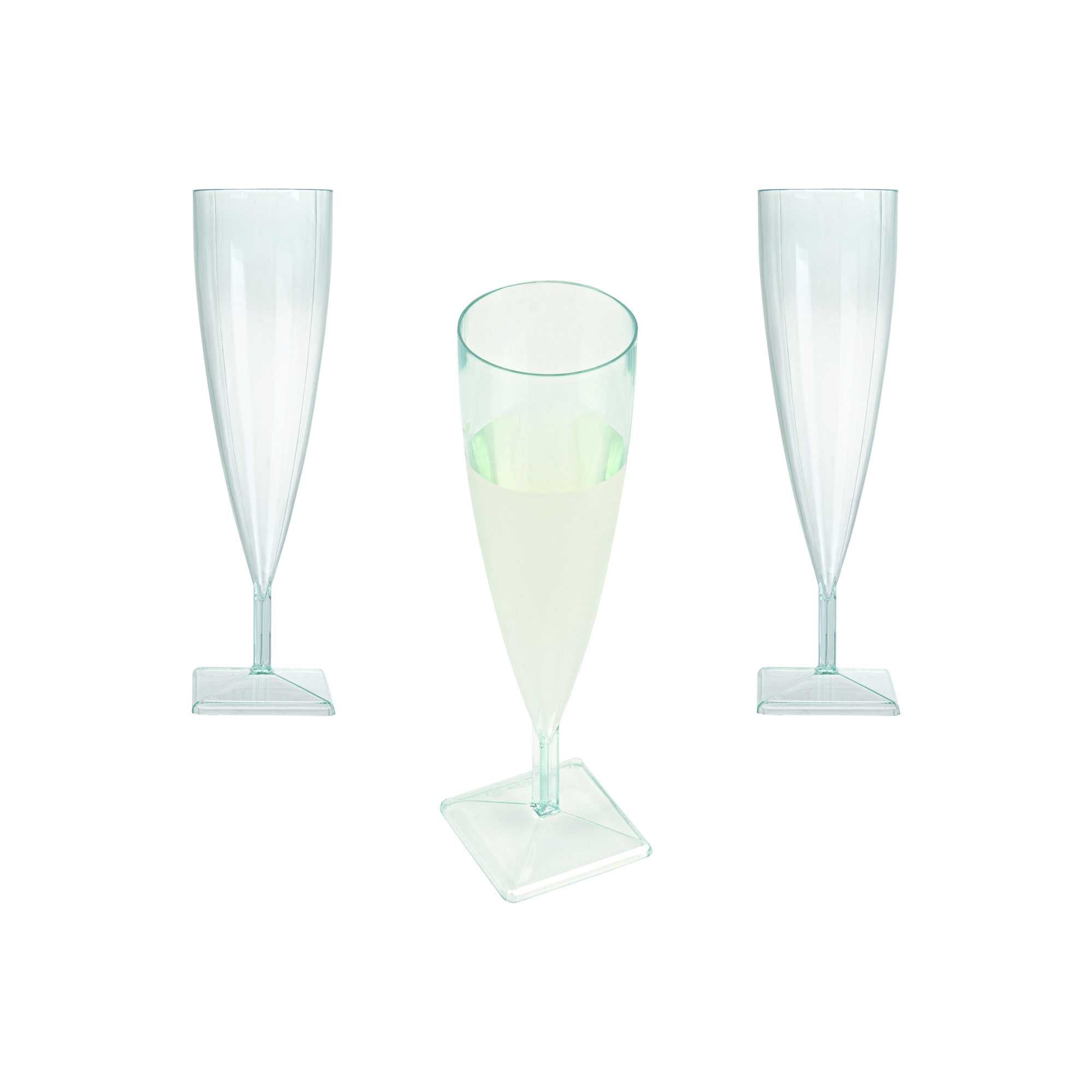 Bev Tek 5 oz Seagreen Plastic Champagne Flute - 2" x 2" x 7" - 100 count box