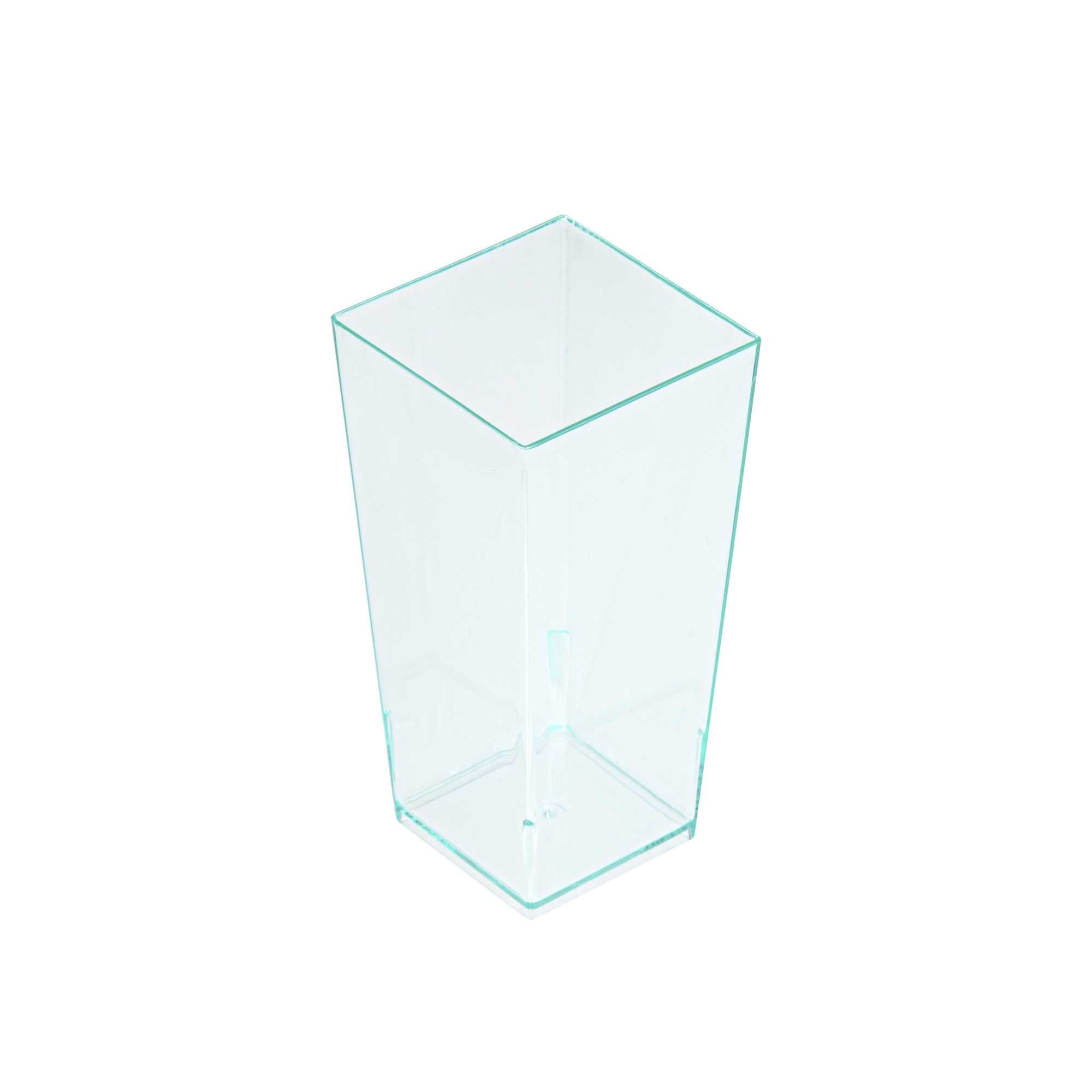 Mini Serve 4 oz Square Seagreen Plastic Tall Geometric Cup - 1 1/2" x 1 1/2" x 3 1/4" - 100 count box