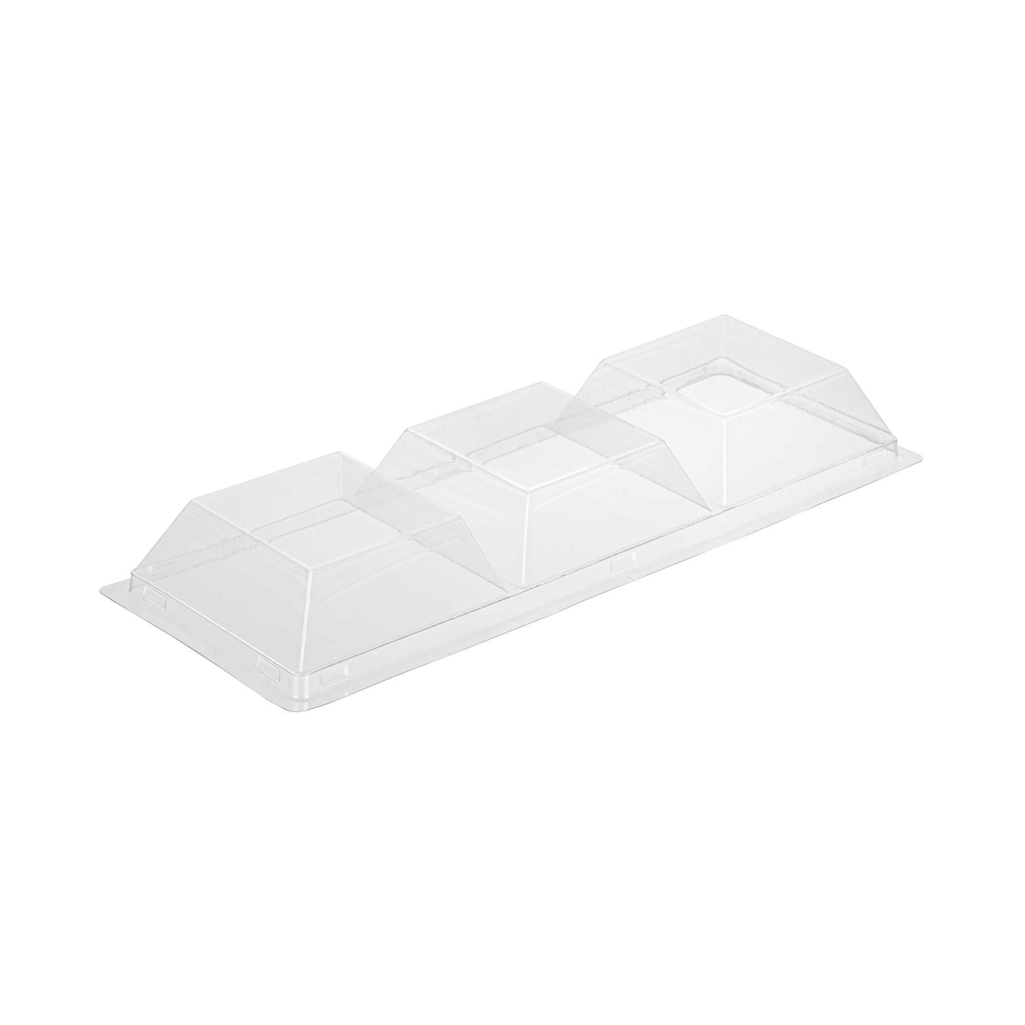 Mini Serve Rectangle Clear Plastic Lid - Fits Terzetto Plate - 100 count box