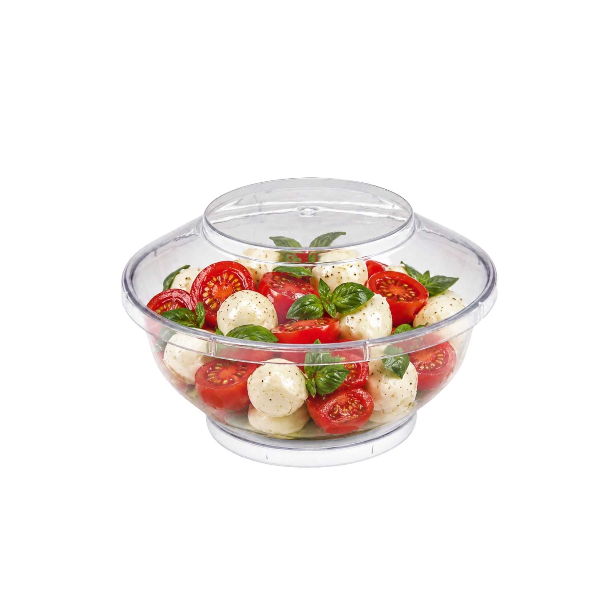 Mini Serve 6 oz Round Clear Plastic Large Deli Cup - with Lid - 4" x 3" x 4" - 100 count box
