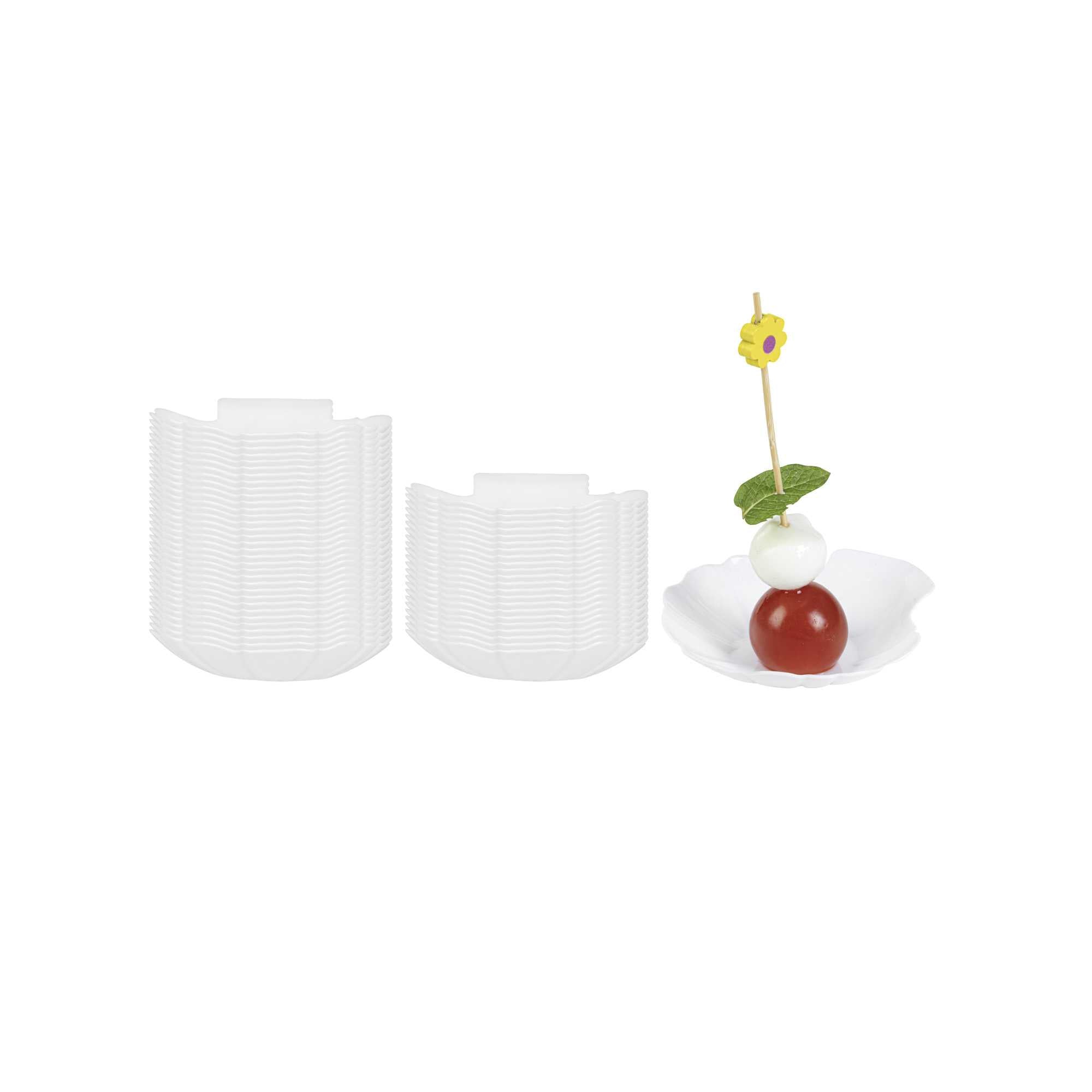 Mini Serve White Plastic Shell Plate - 3 1/4" x 3 1/4" x 1/2" - 100 count box