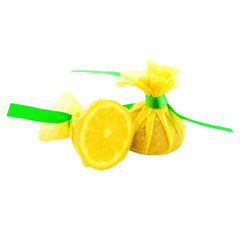 Chef 101 Yellow Cotton Lemon Wrap - Green Satin Ribbon - 5