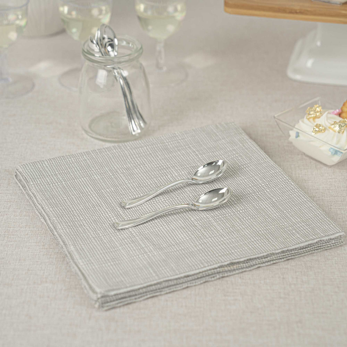 Mini Serve Silver Plastic Mini Spoon - 4" - 500 count box