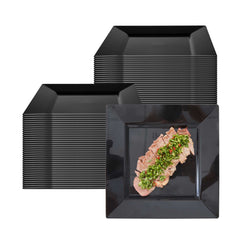 Square Black Plastic Modern Plate - 9 1/2