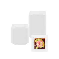 Mini Serve Square White Plastic Plate - 4 1/4