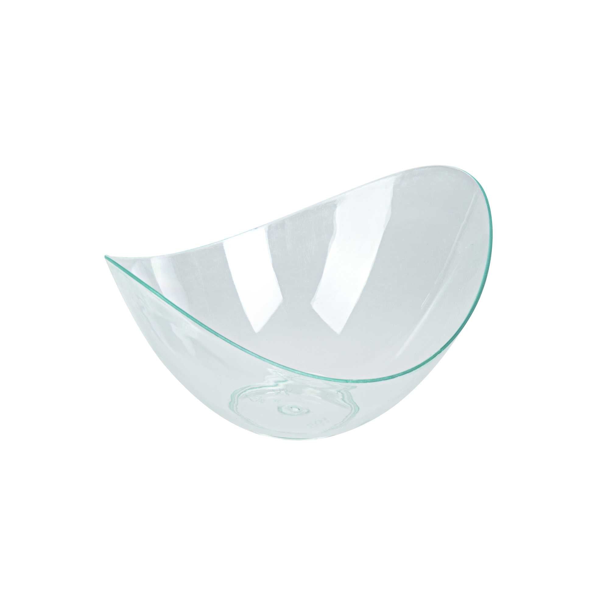 Mini Serve 2 oz Oval Seagreen Plastic Alato Tasting Dish - 3 1/2" x 2 3/4" x 1 3/4" - 100 count box