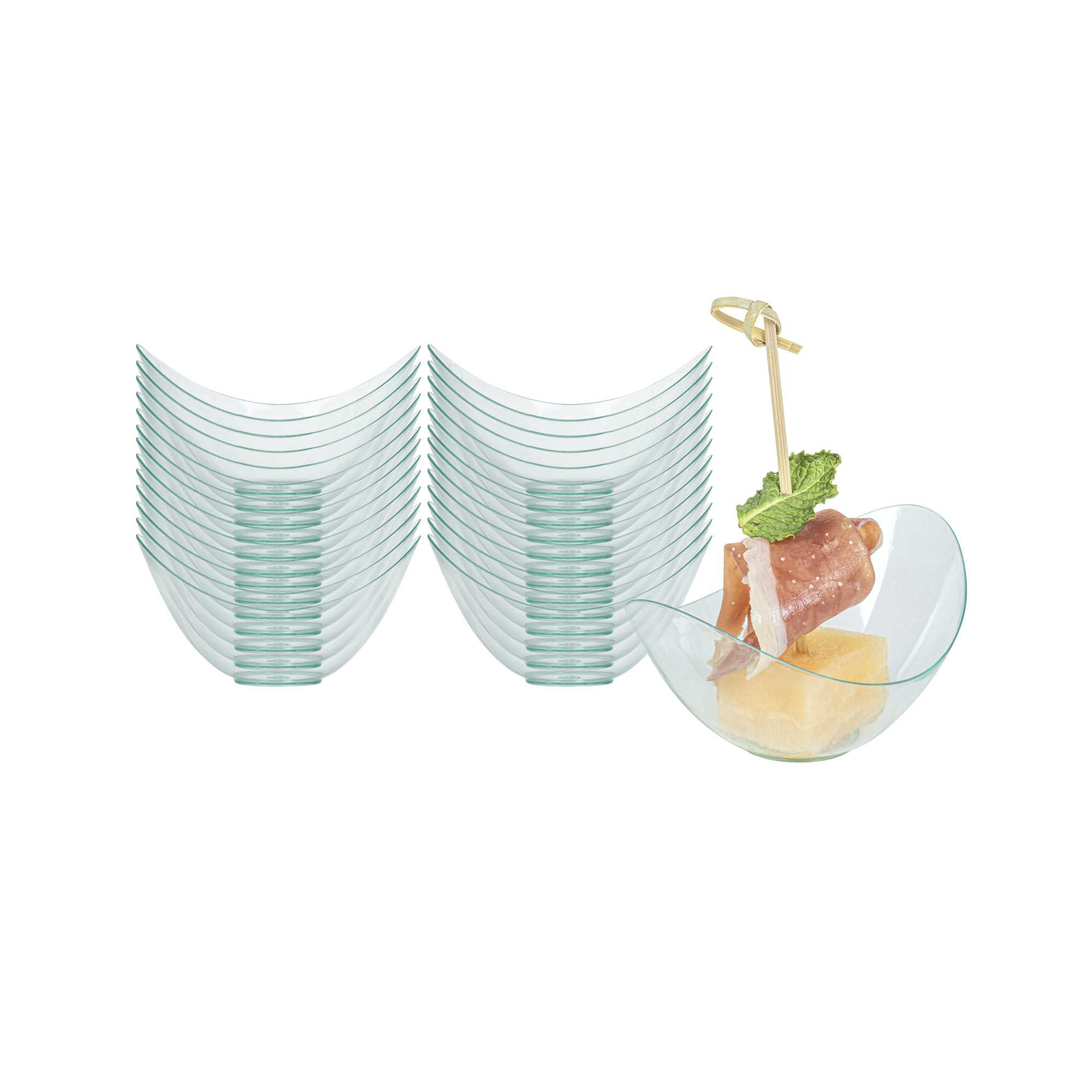 Mini Serve 2 oz Oval Seagreen Plastic Alato Tasting Dish - 3 1/2" x 2 3/4" x 1 3/4" - 100 count box