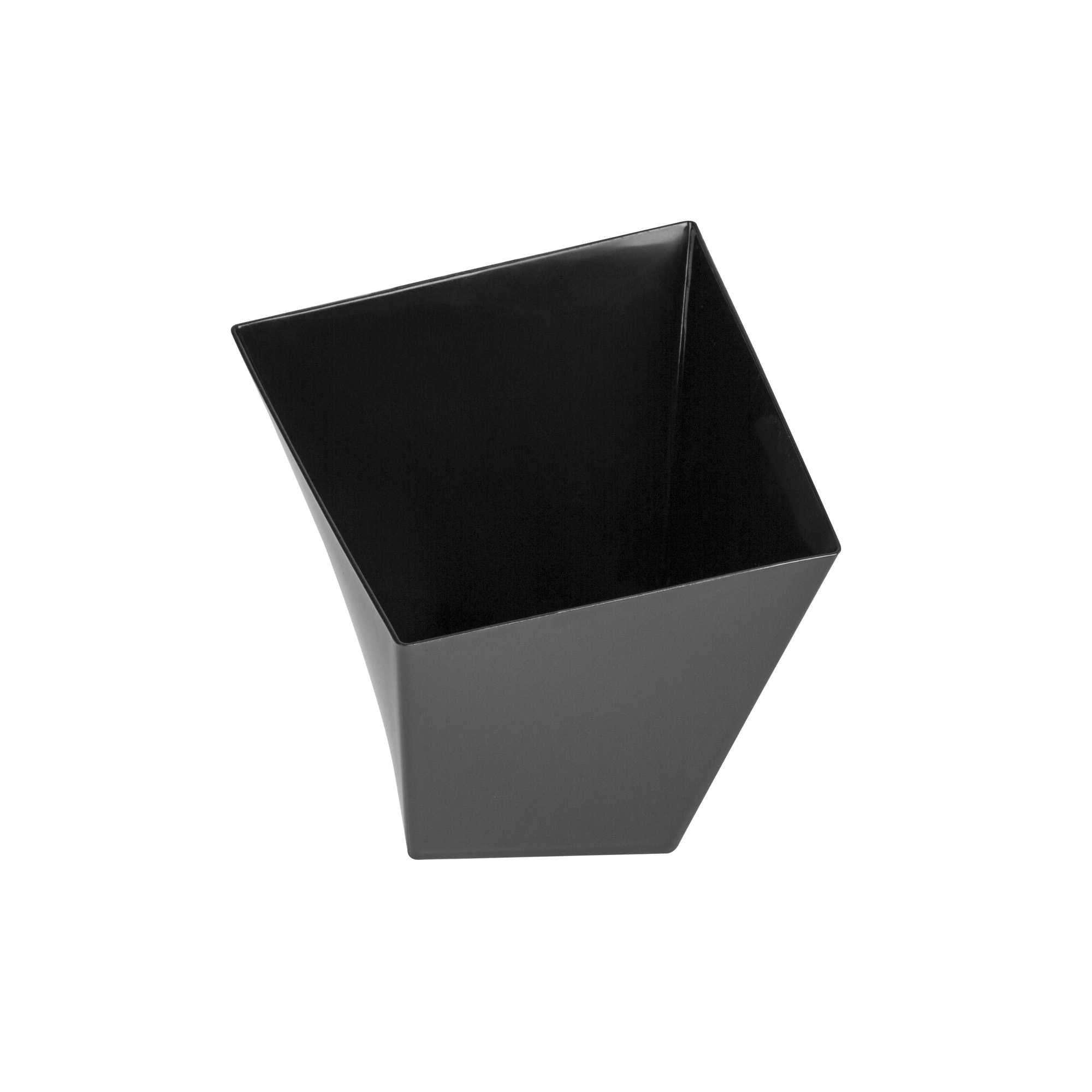 Mini Serve 6 oz Square Black Plastic Large Girata Dish - 3 1/4" x 2 3/4" x 3" - 100 count box