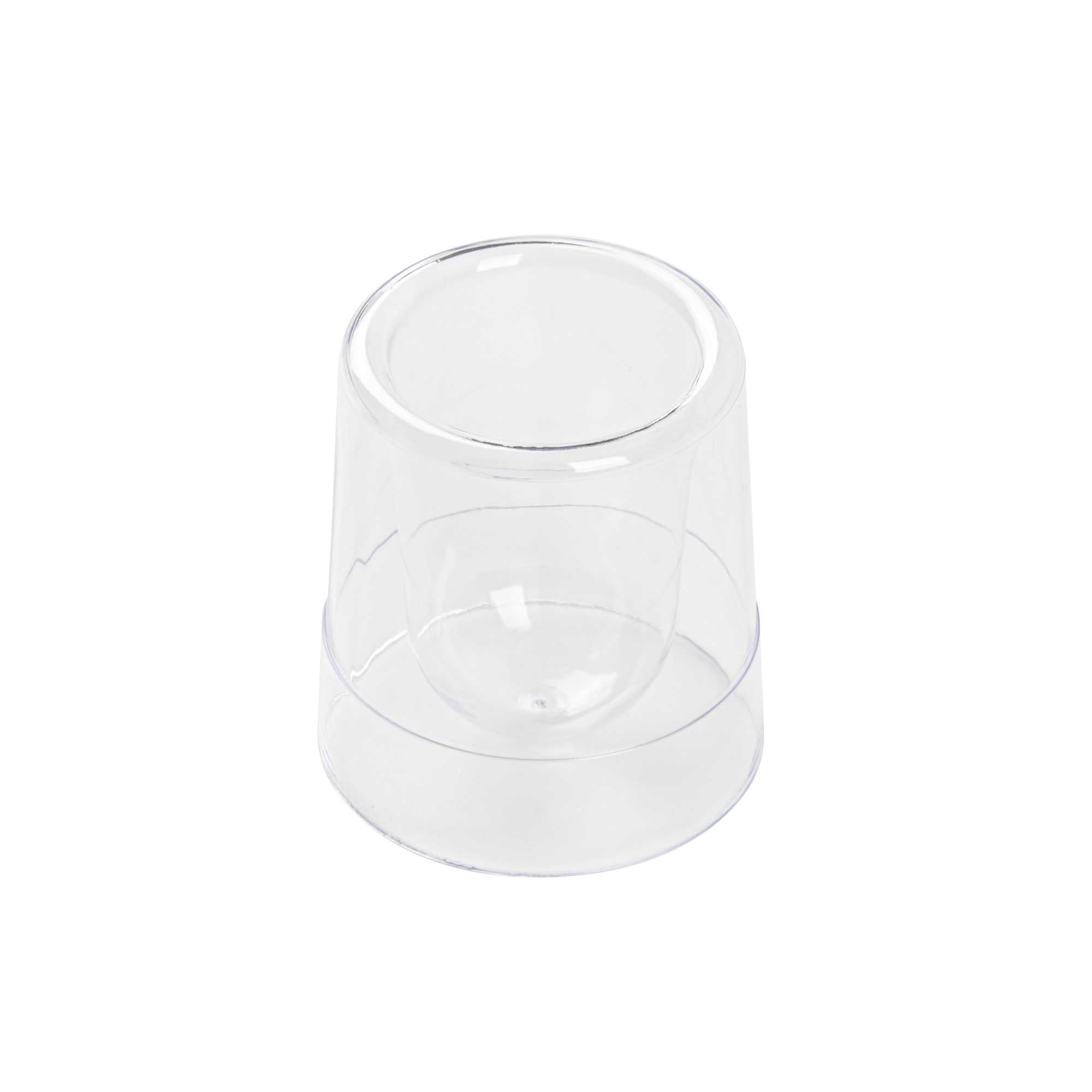2 oz Round Clear Plastic Double Walled Cup - 2" x 2" x 2 1/2" - 20 count box