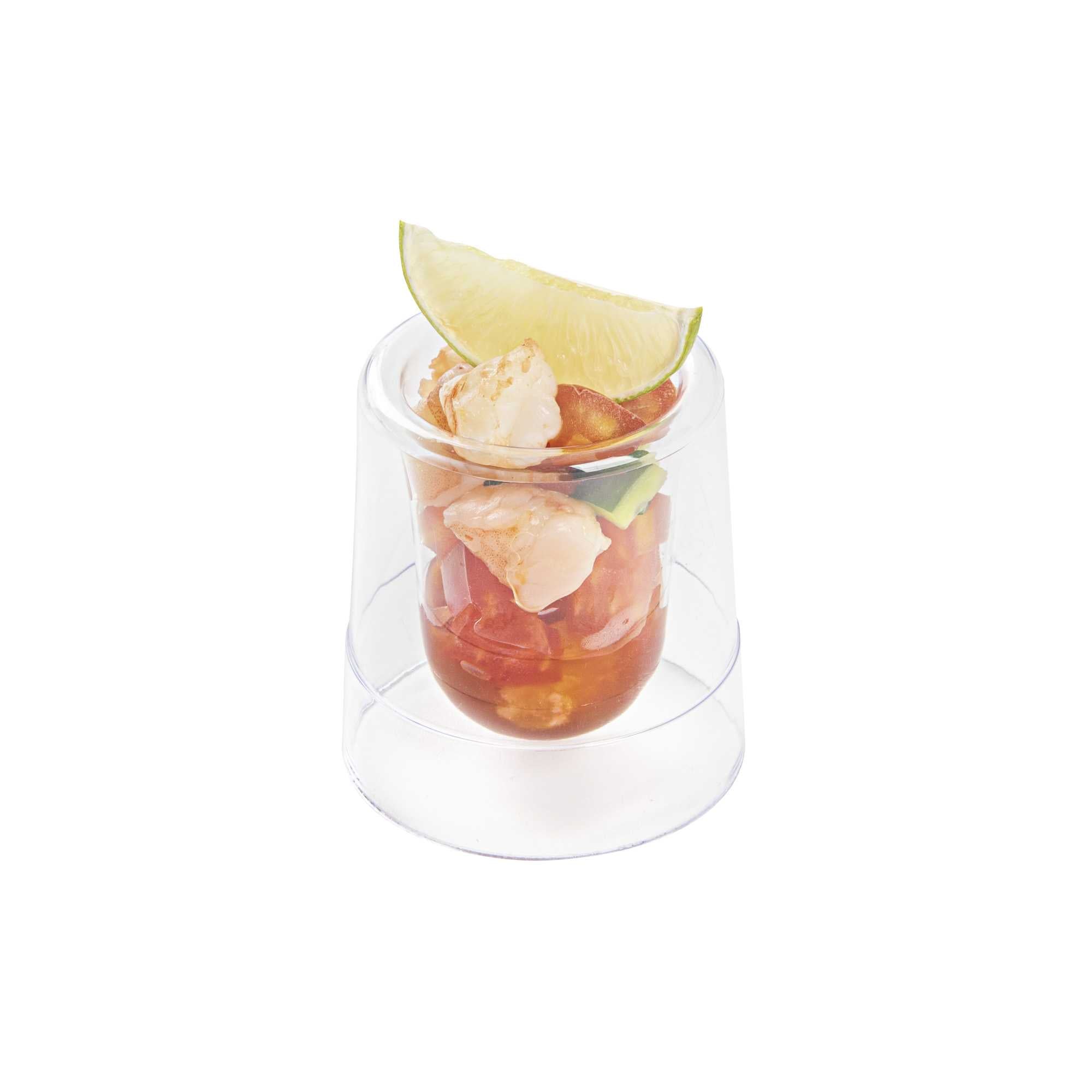 2 oz Round Clear Plastic Double Walled Cup - 2" x 2" x 2 1/2" - 20 count box