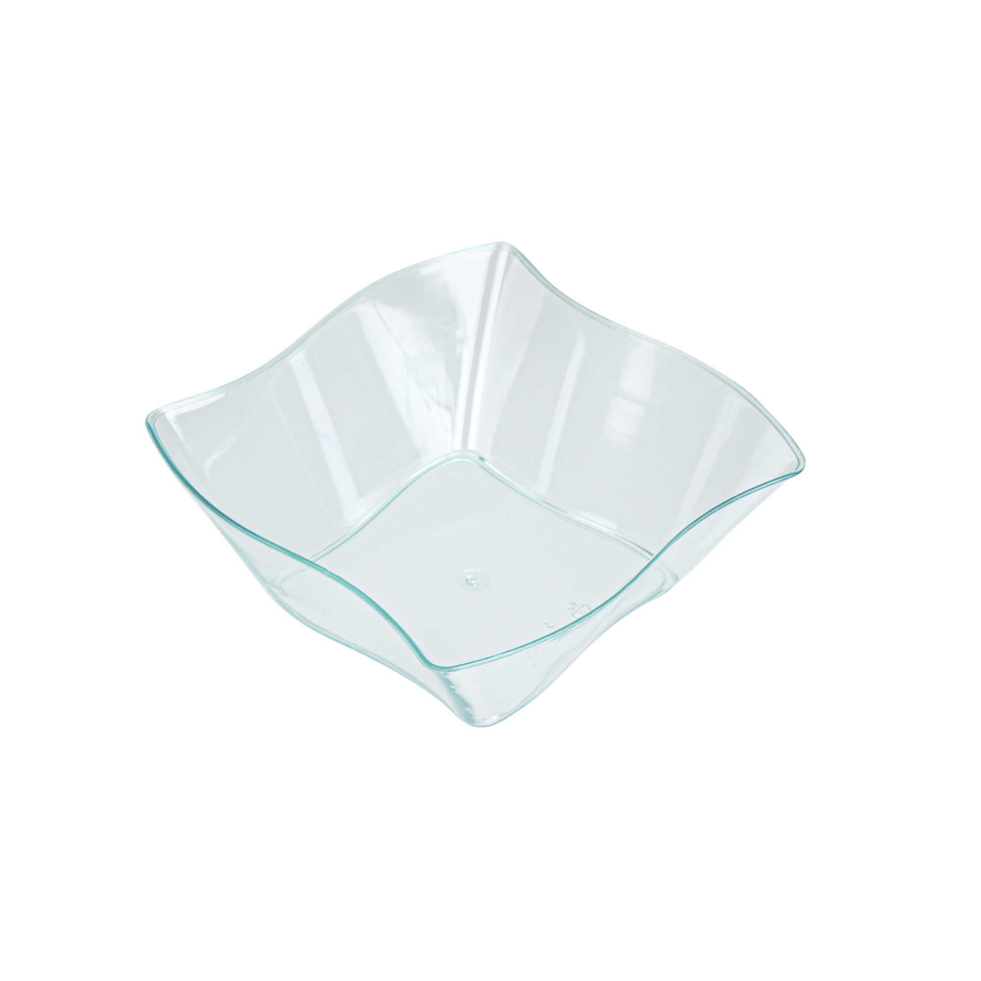 Mini Serve 6 oz Square Seagreen Plastic Aqua Bowl - 3 1/4" x 3 1/4" x 1 1/2" - 100 count box