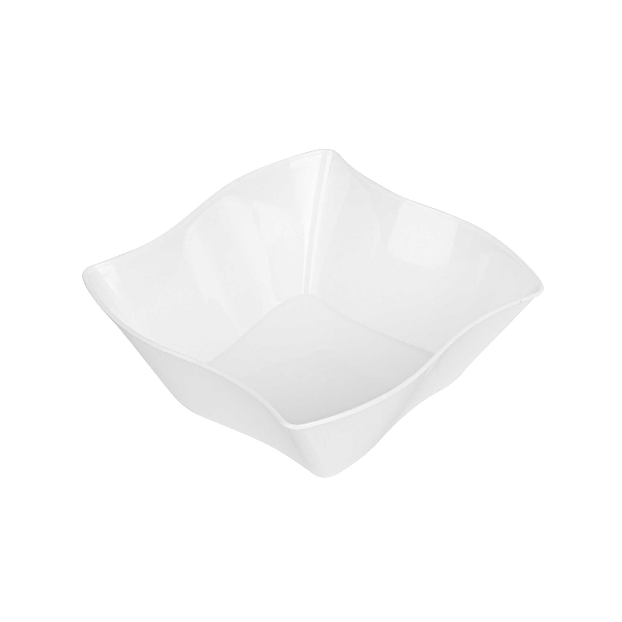 Mini Serve 6 oz Square White Plastic Aqua Bowl - 3 1/4" x 3 1/4" x 1 1/2" - 100 count box