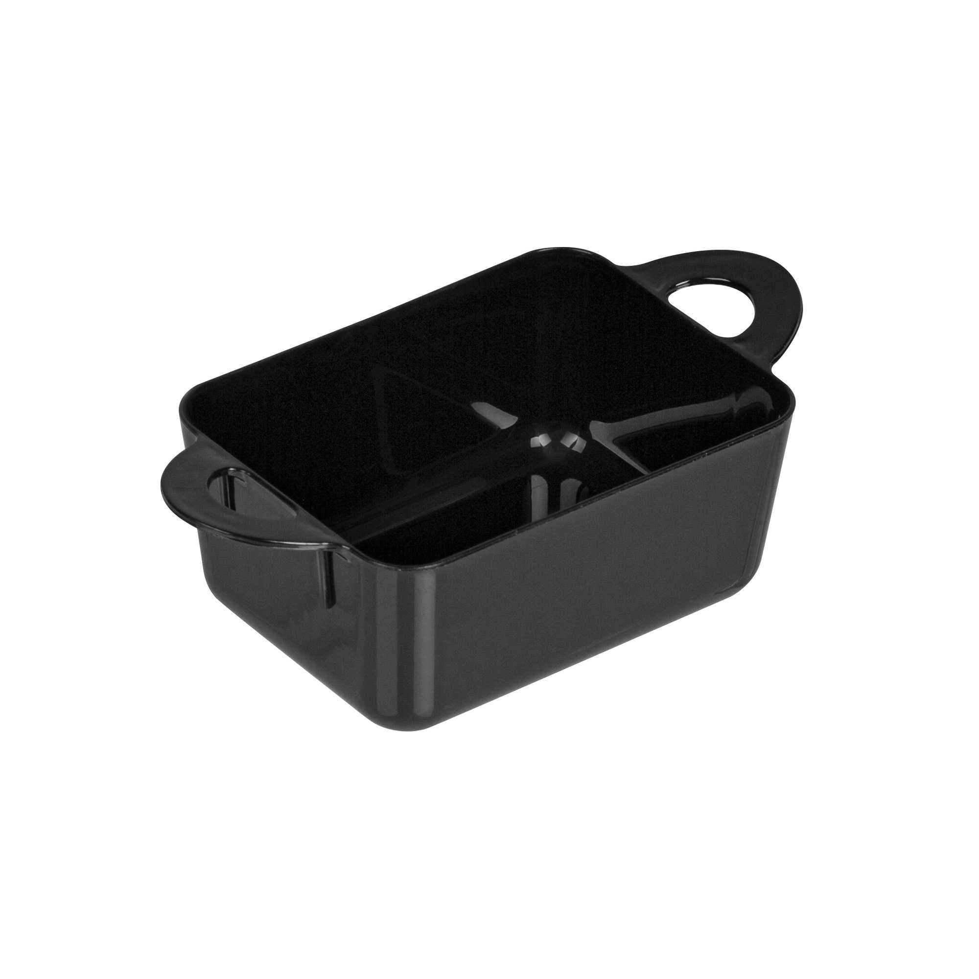3 oz Rectangle Black Plastic Cocotte - 3 3/4" x 2" x 1 1/2" - 10 count box