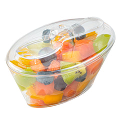 4 oz Oval Clear Plastic Deli Cup - with Spork in Lid - 4 1/2