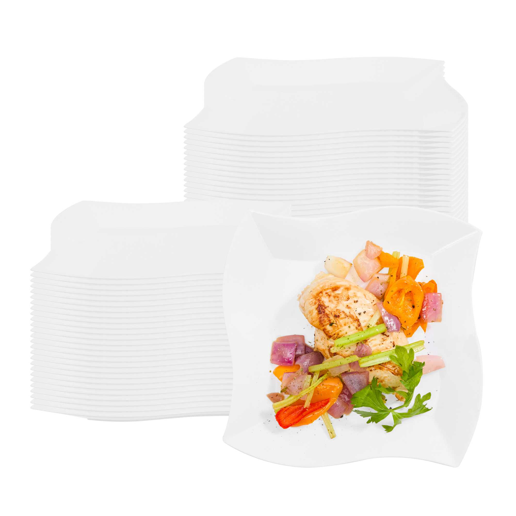 Maxi Serve Square White Plastic Large Aqua Plate - 9" x 9" x 1/2" - 100 count box