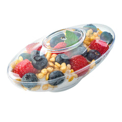 6 oz Oval Clear Plastic Deli Cup - Stackable, with Lid - 5 1/2