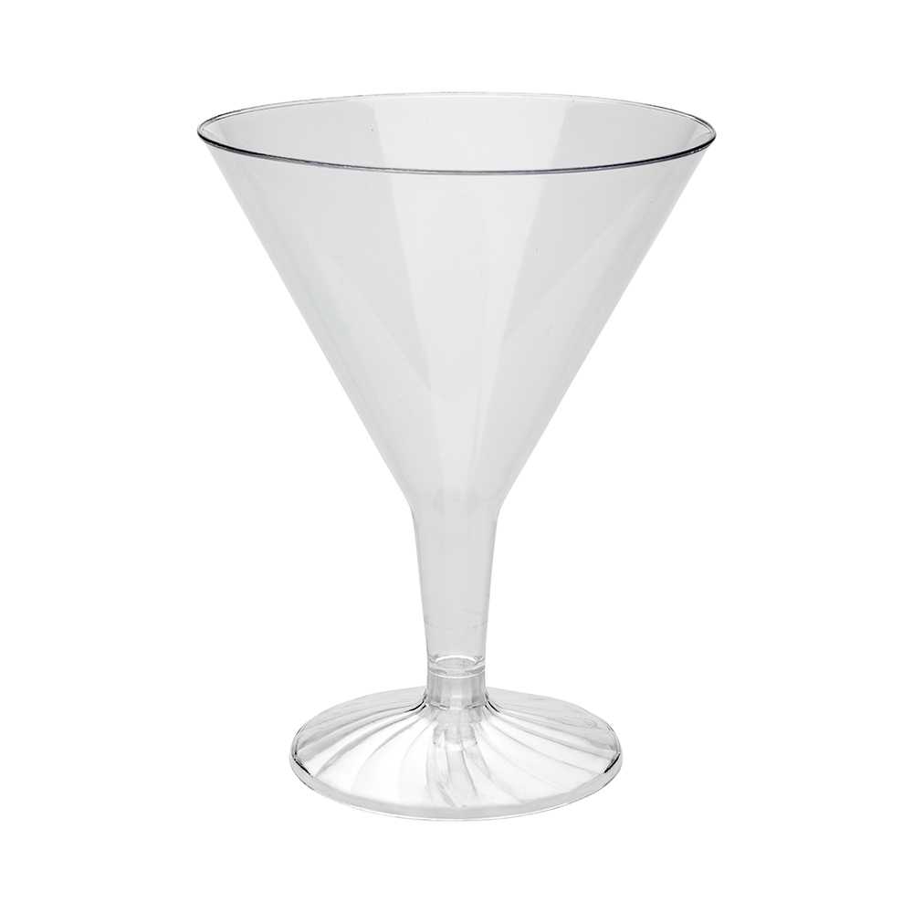 Bev Tek 8 oz Clear Plastic Martini Glass - 3 1/4" x 3 1/4" x 5" - 10 count box