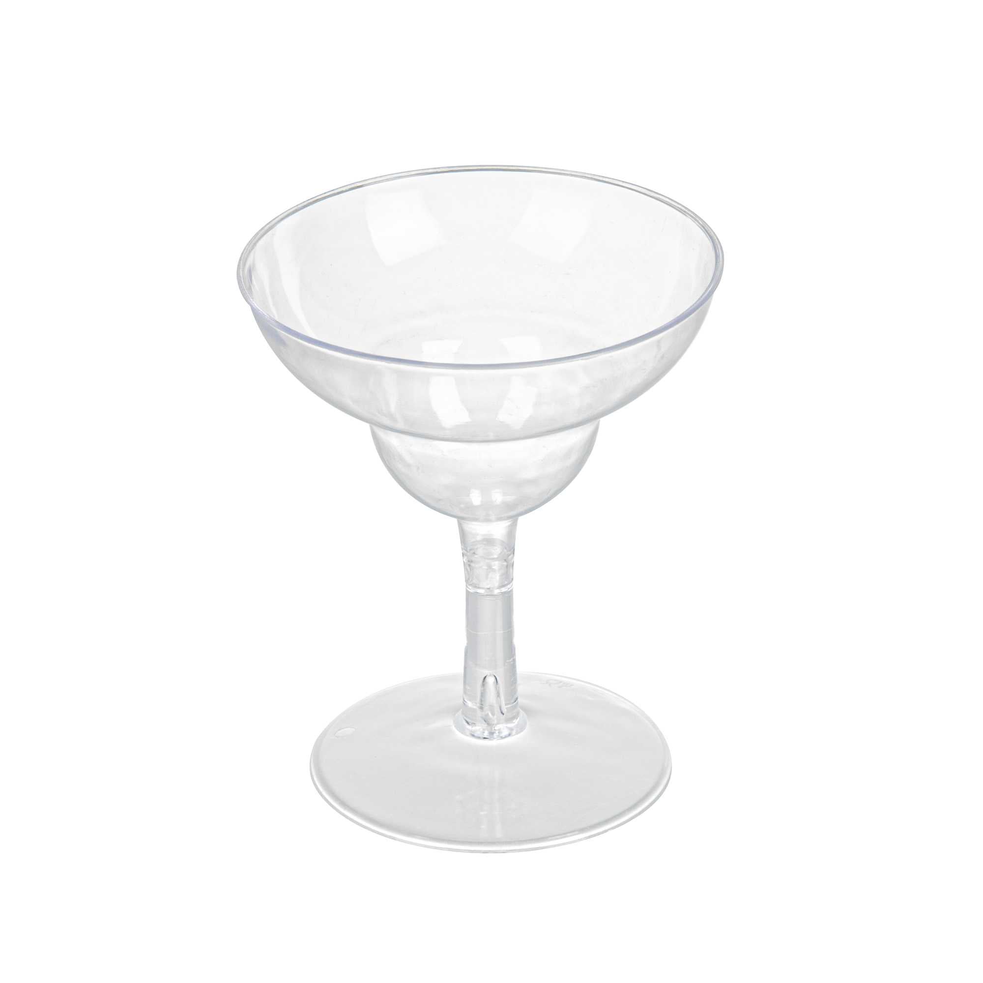 Bev Tek 2 oz Round Clear Plastic Mini Margarita Glass - 2 3/4" x 2 3/4" x 3 1/4" - 100 count box