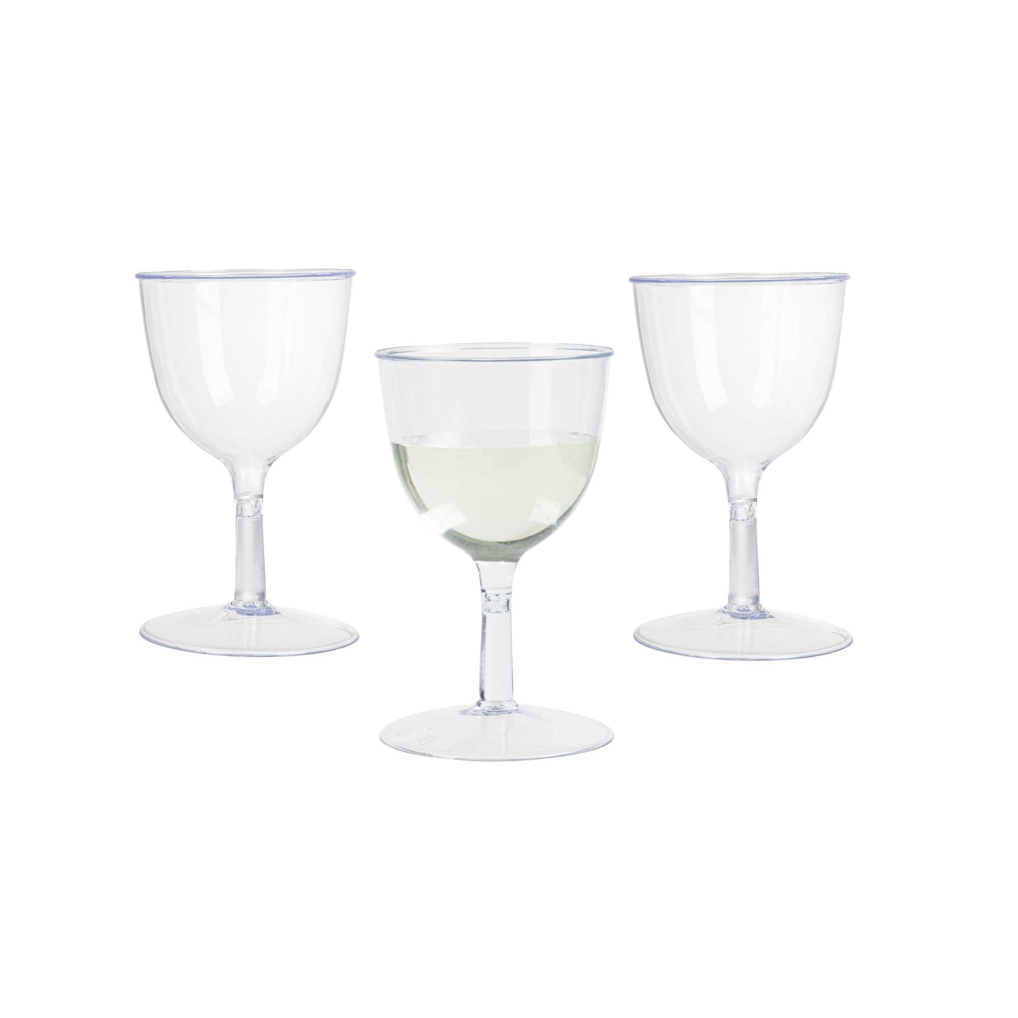 Bev Tek 2 oz Round Clear Plastic Mini Wine Goblet - 2" x 2" x 2 1/2" - 10 count box