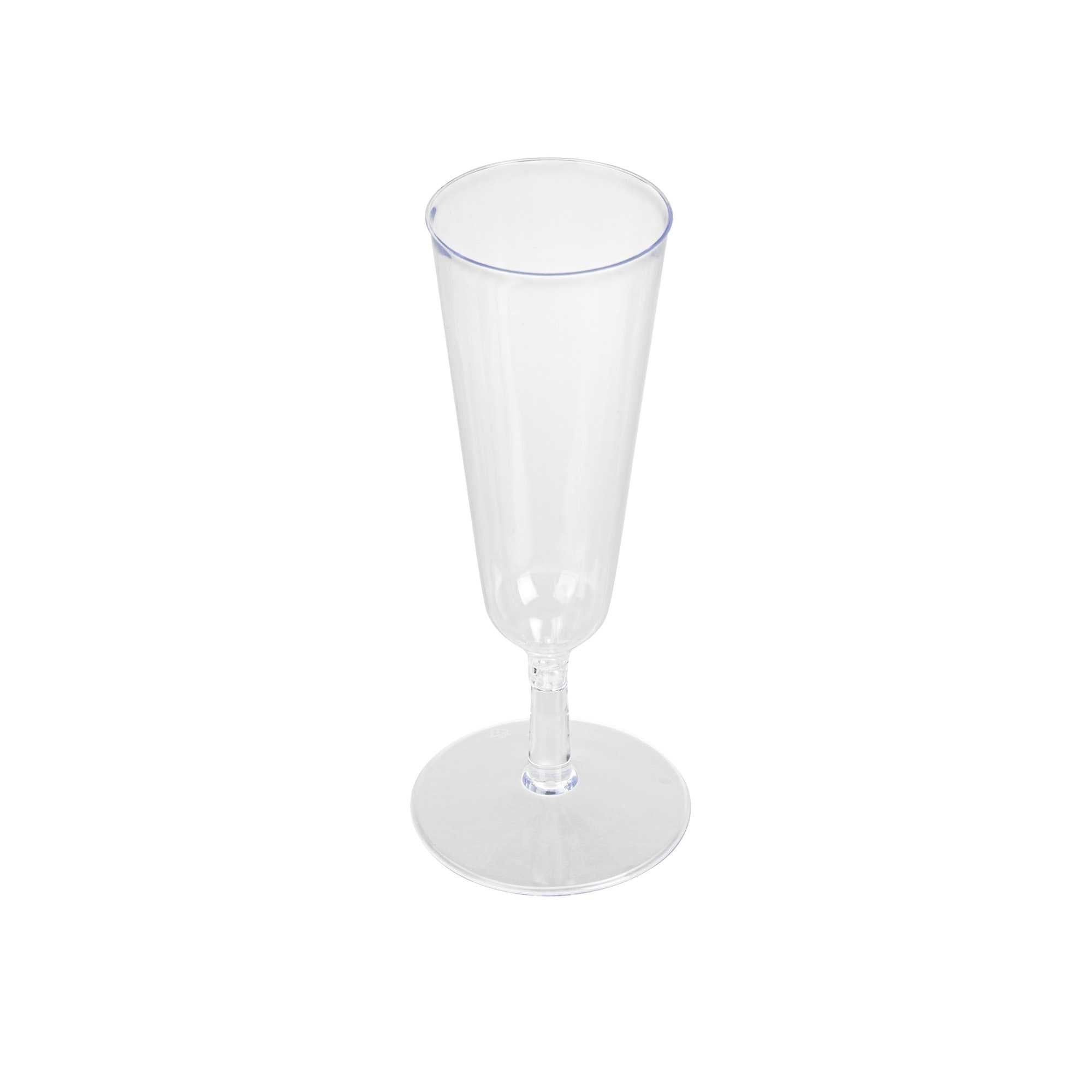 Bev Tek 2 oz Round Clear Plastic Mini Champagne Glass - 2" x 2" x 5" - 100 count box