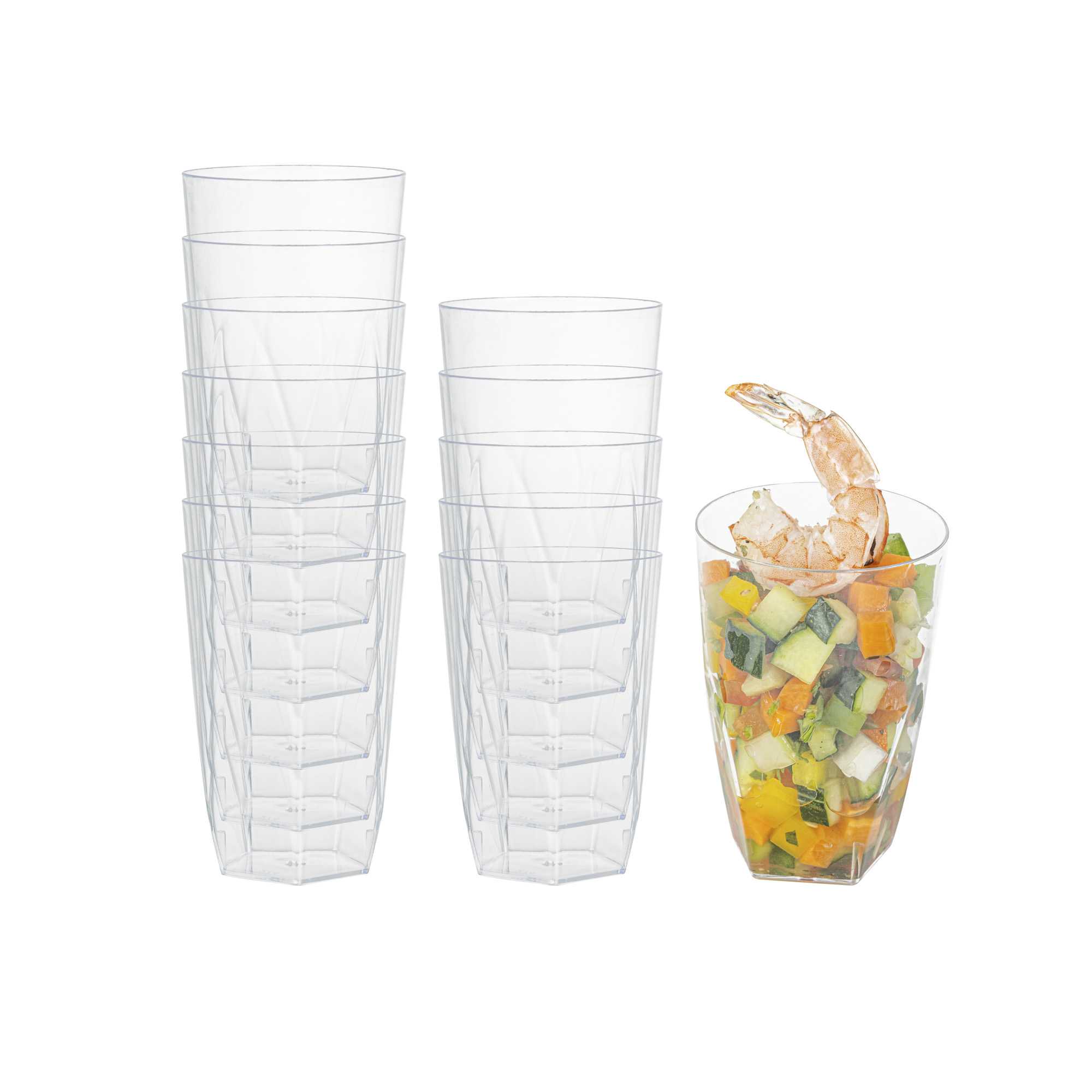 Bev Tek 5 oz Round Clear Plastic Edge Glass - 2 1/4" x 2 1/4" x 3 1/4" - 800 count box