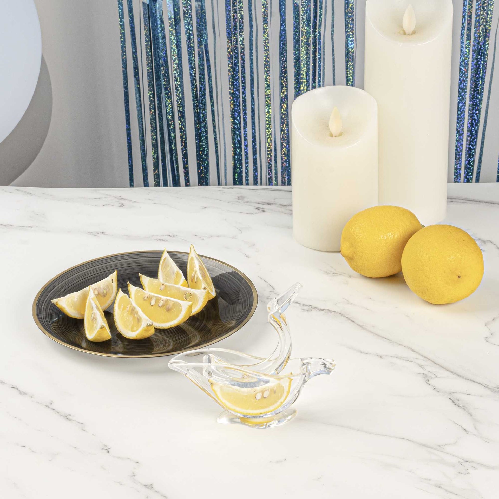Met Lux 2 oz Clear Plastic Press Art Lemon and Lime Squeezer - 4 3/4" x 1 1/2" x 2" - 1 count box