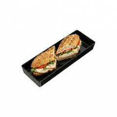 Mini Serve Rectangle Black Plastic Modern Plate - 5 1/4