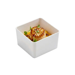 Mini Serve 2 oz Square White Plastic Short Quadrato Cup - 1 3/4