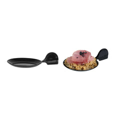 Mini Serve Fish Black Plastic Tasting Plate - 3 3/4