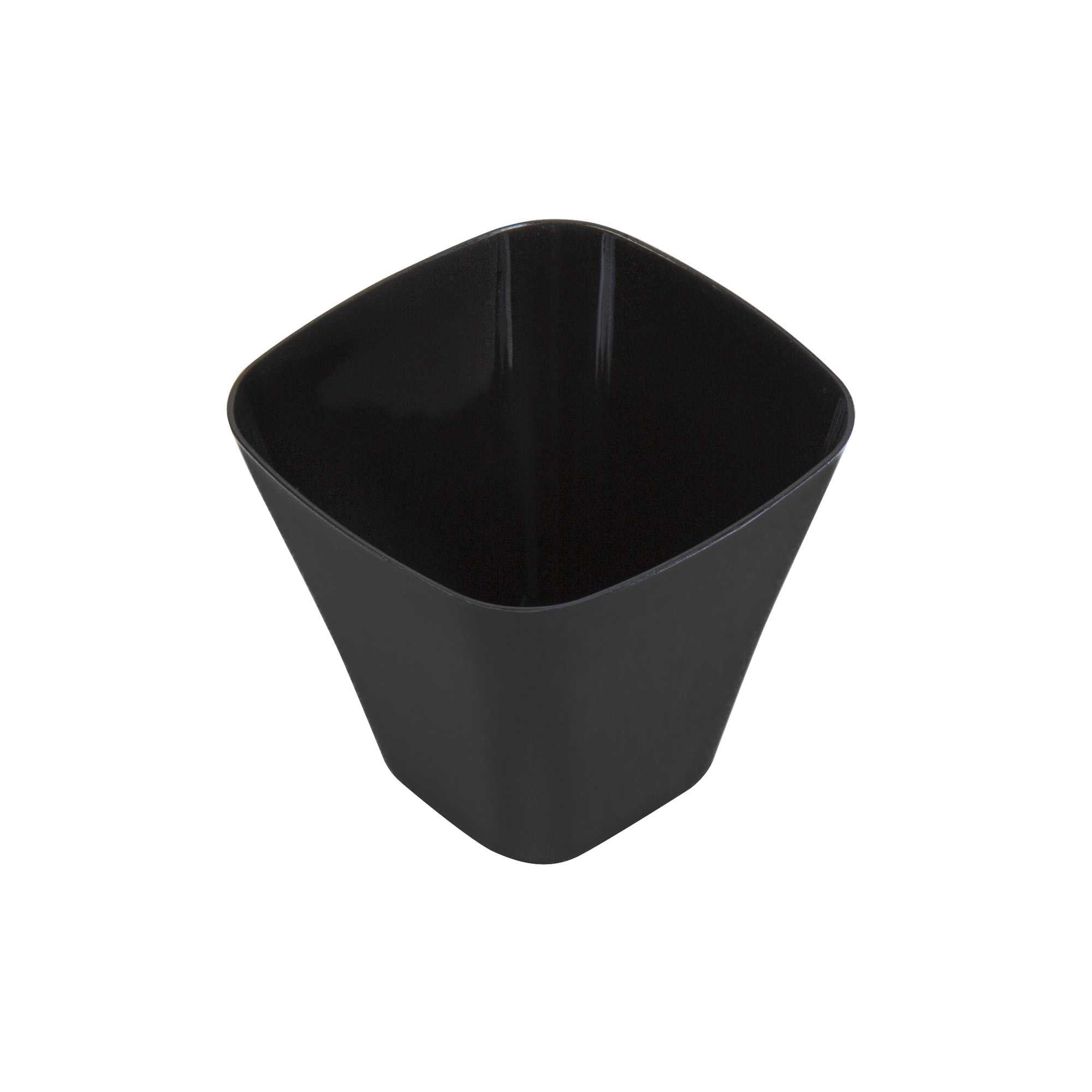 Mini Serve 4 oz Square Black Plastic Bellissima Tasting Cup - 2 1/2" x 2 1/2" x 2 1/4" - 100 count box