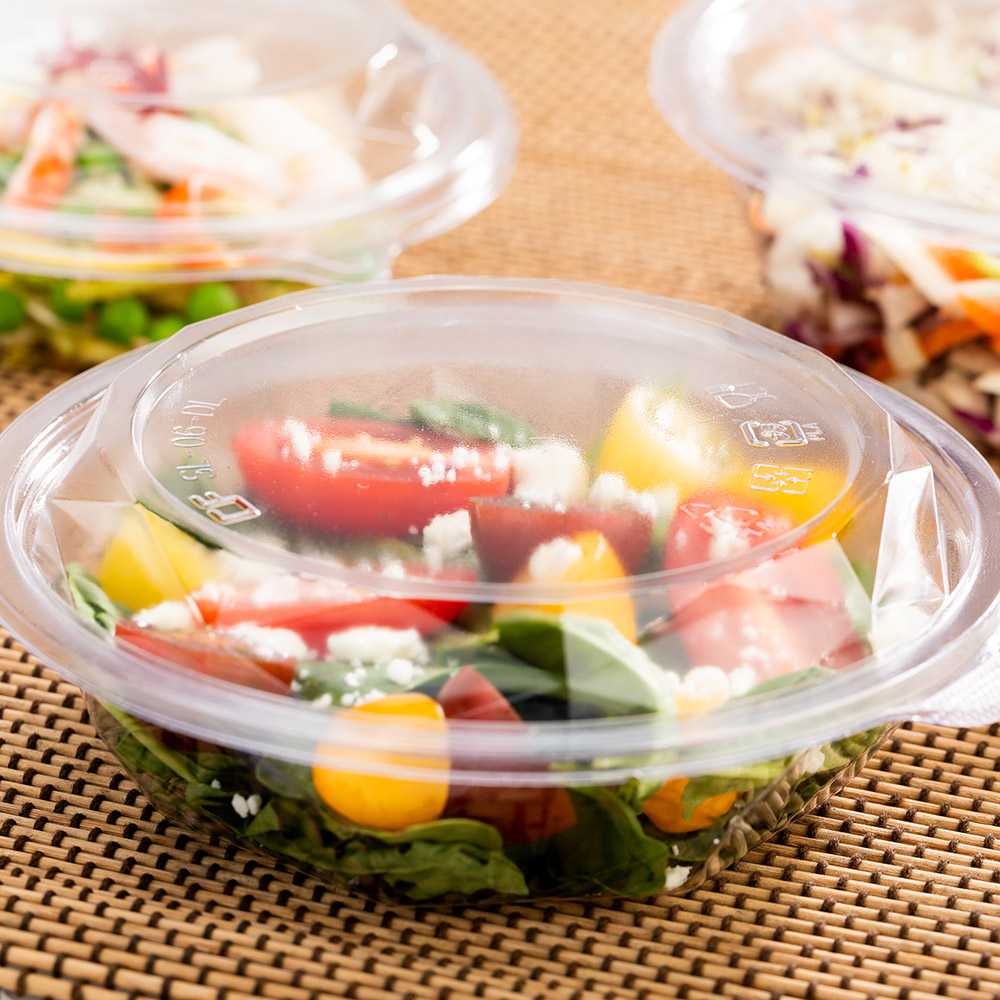 Basic Nature Round Clear PLA Plastic Lid - Fits 12 and 16 oz To Go Bowl, Compostable - 125 count box