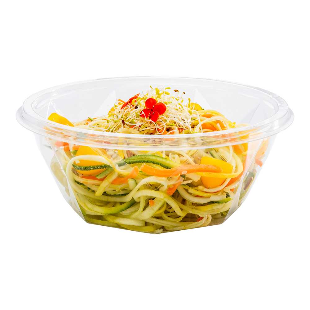 Basic Nature 32 oz Round Clear PLA Plastic To Go Bowl - Compostable - 7" x 7" x 2 3/4" - 125 count box