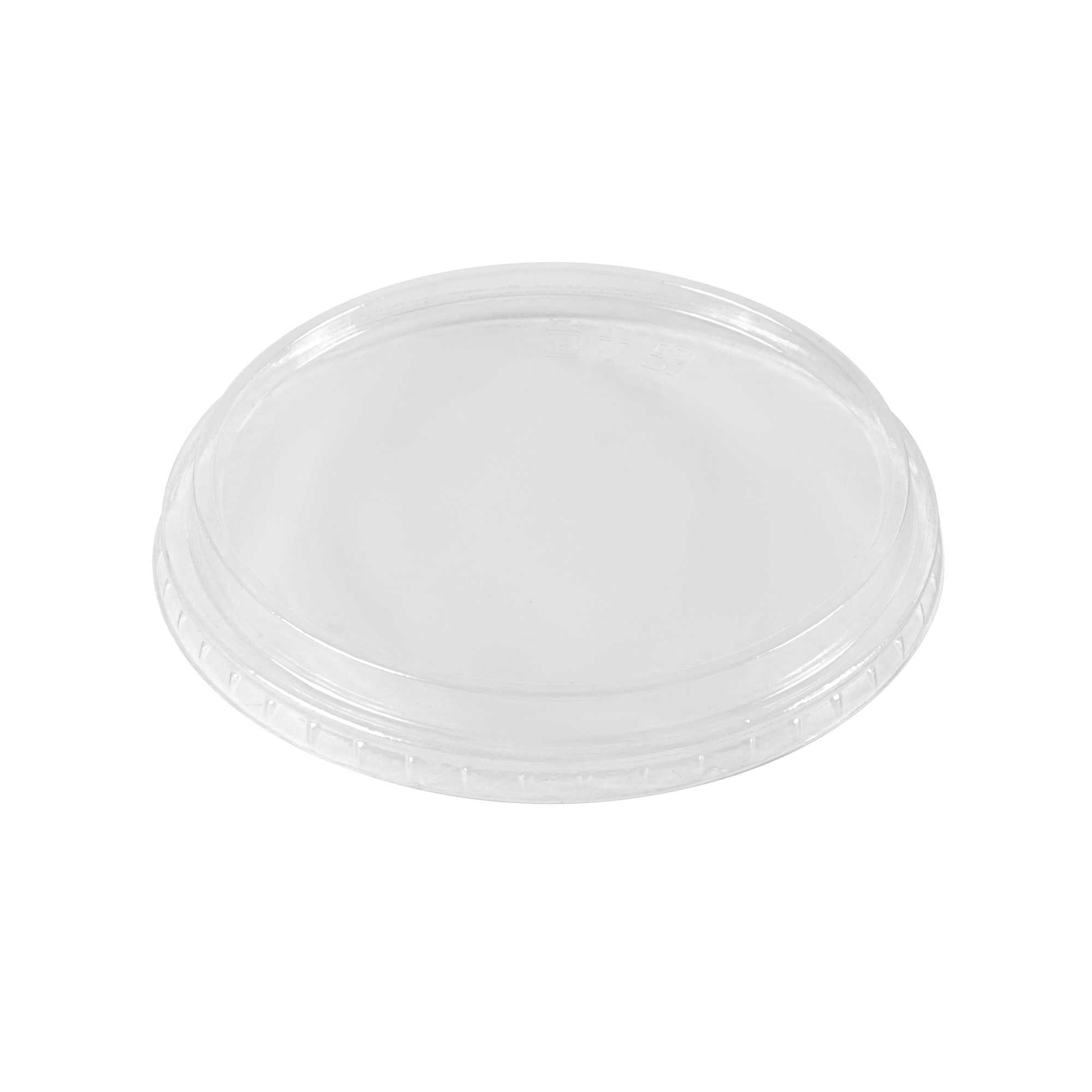 Basic Nature Round Clear PLA Plastic Flat Lid - Fits To Go Deli Container, Compostable - 500 count box