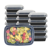Asporto 38 oz Rectangle Black Plastic To Go Box - with Clear Lid, Microwavable - 8 3/4" x 6" x 2" - 100 count box
