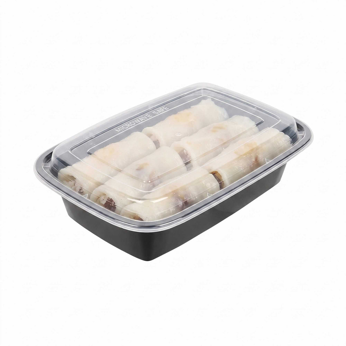 Yo Go Box Asporto 38 oz Rectangle Black Plastic To Go Box - with Clear Lid ...